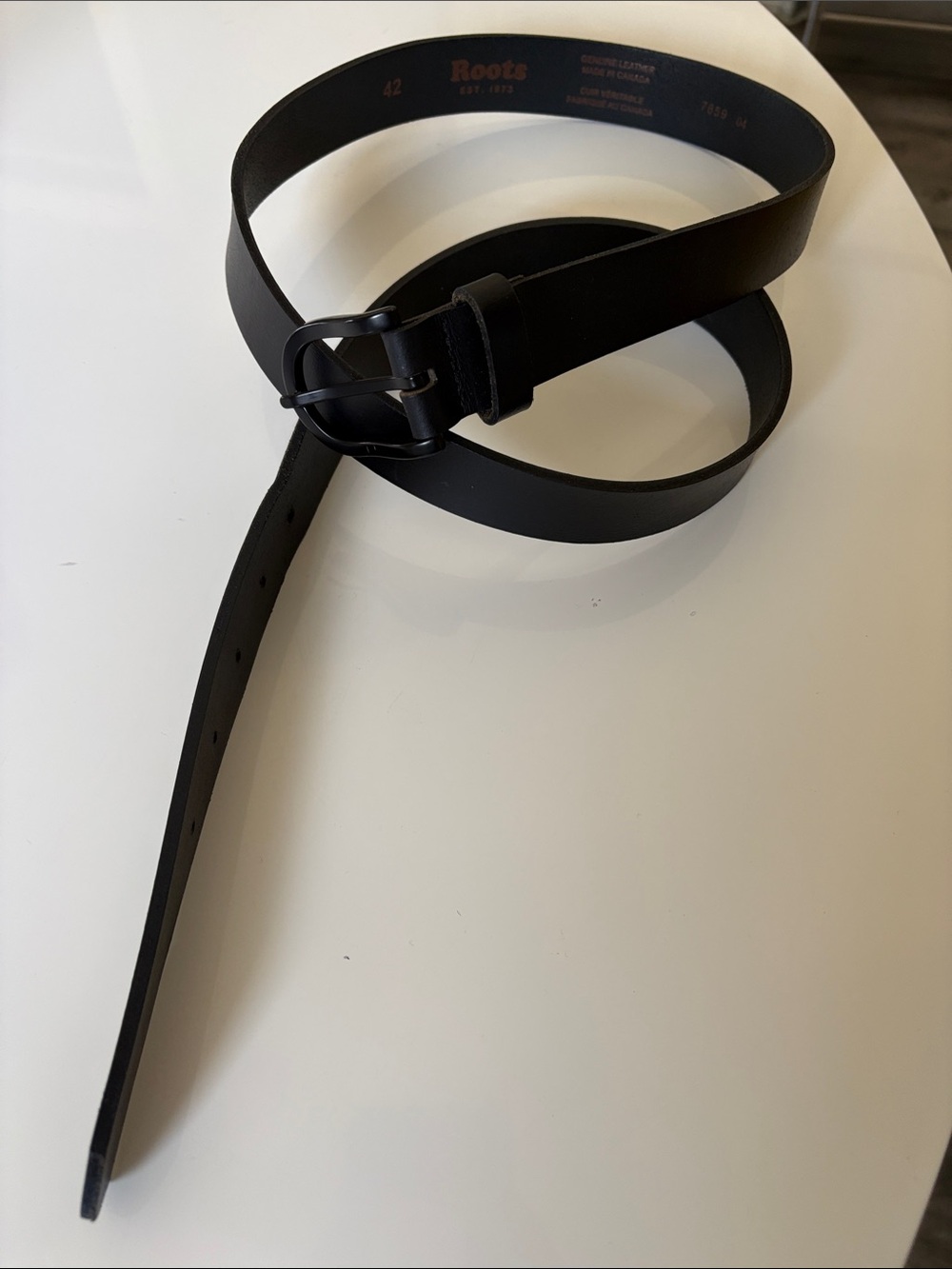 Roots Black Women's Leather Belt with Matte Black Buckle